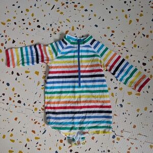 Primary Rainbow Striped Baby Rashguard One-Piece 3-6 Months